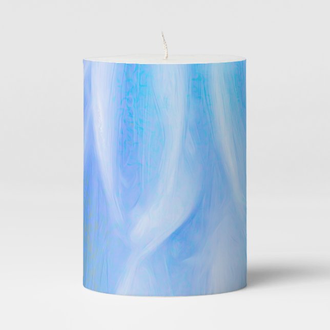 Blue Petals Pillar Candle (Front)