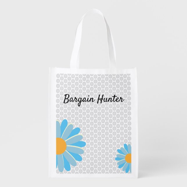 Blue Petals Reusable Shopping Bag (Front)