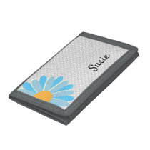 Blue Petals Trifold Nylon Wallet Blue Petals Trifold Nylon Wallet
