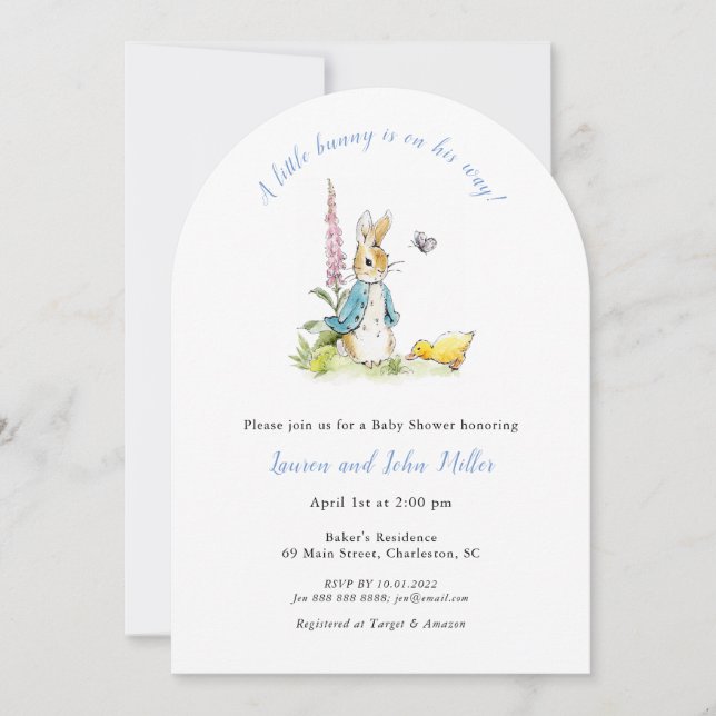 Blue Peter Rabbit Baby Boy Shower  Invitation (Front)