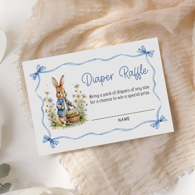 Blue Peter Rabbit Baby Shower Diaper Raffle Enclosure Card (Creator Uploaded)