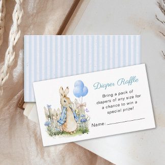 Blue Peter Rabbit Baby Shower Diaper Raffle Enclosure Card