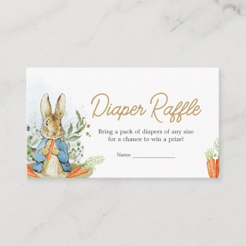 Blue Peter Rabbit Baby Shower Diaper Raffle Enclosure Card