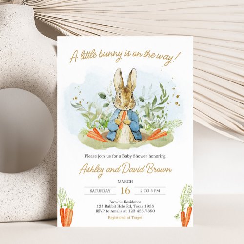 Blue Peter Rabbit Baby Shower Invitation