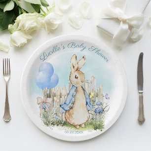 Blue Peter Rabbit Baby Shower Tableware Paper Plates