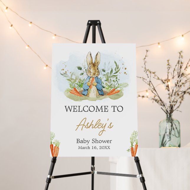 Blue Peter Rabbit Baby Shower Welcome Sign (In Situ (Stand))