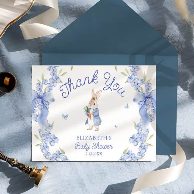 Blue Peter Rabbit Boy Baby Shower Thank You  Card (Creator Uploaded)