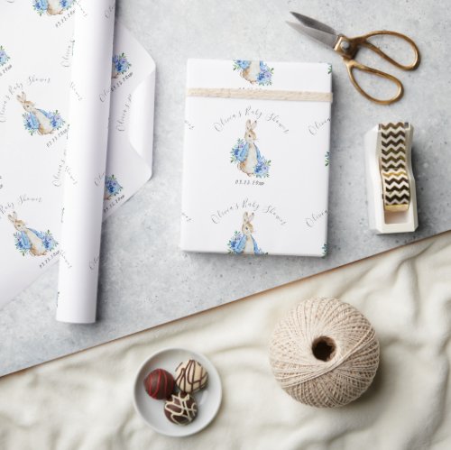 Blue Peter Rabbit Boy Baby Shower Wrapping Paper