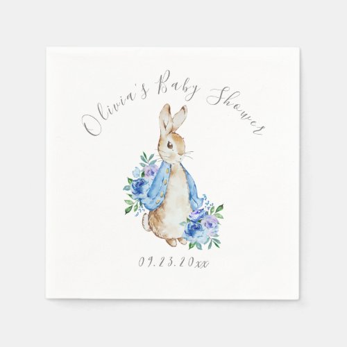 Blue Peter Rabbit Boy Girl Baby Shower Napkins