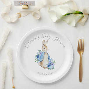 Blue Peter Rabbit Boy Girl Baby Shower Paper Plates