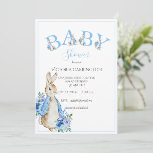 Blue Peter Rabbit Letters Baby Shower Invitation