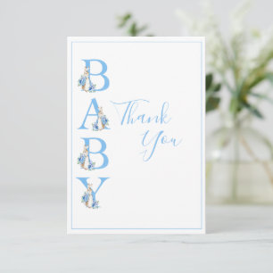 Blue Peter Rabbit Letters Baby Shower Thank You Card