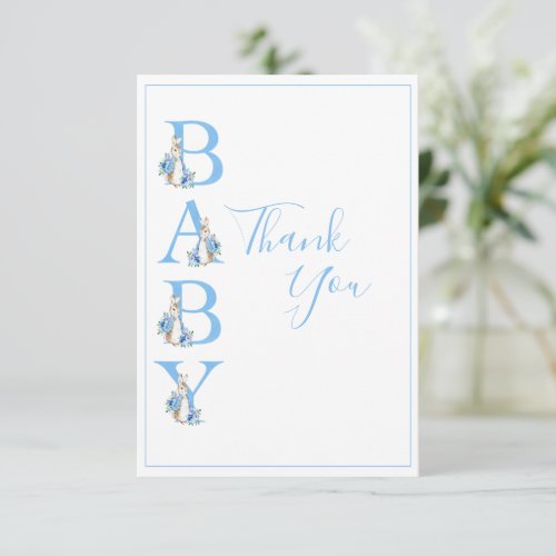 Blue Peter Rabbit Letters Baby Shower Thank You Card