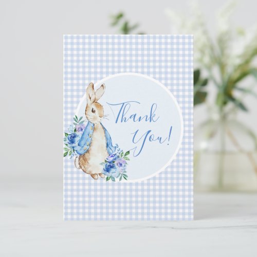 Blue Peter Rabbit Watercolor Baby Shower Thank You Card