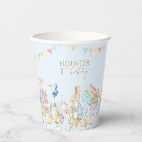 Blue Peter the Rabbit First Birthday Paper Cups