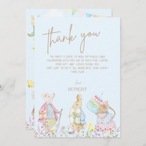 Blue Peter the Rabbit First Birthday Parade  Thank You Card
