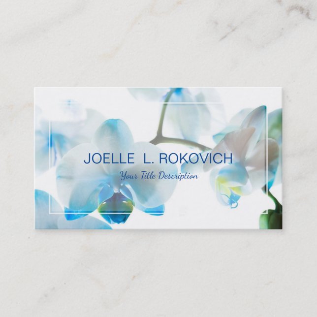 Blue Phalaenopsis Orchids Florist Wedding Planner Business Card (Front)