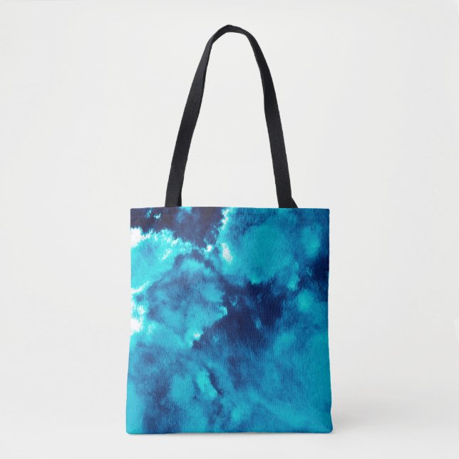Blue Phantom Fashion Patterns Dirty Plash Watercol Tote Bag (Front)