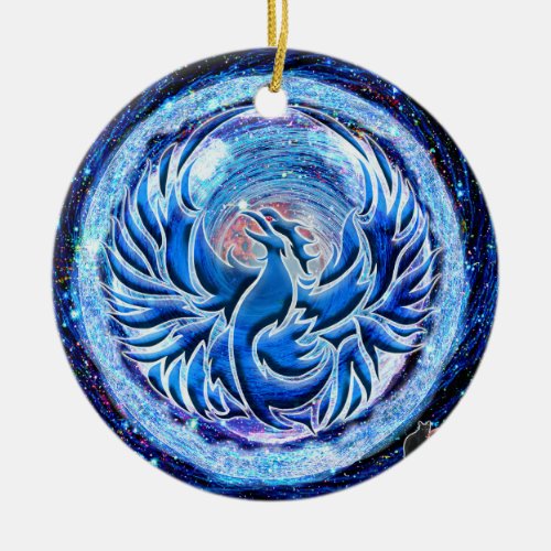 Blue Phoenix Ceramic Ornament