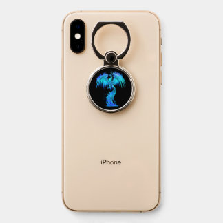 Blue Phoenix Rises From The Fiery Ashes Fantasy Phone Ring Stand