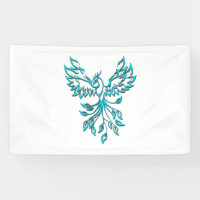 Blue Phoenix Rises on White
