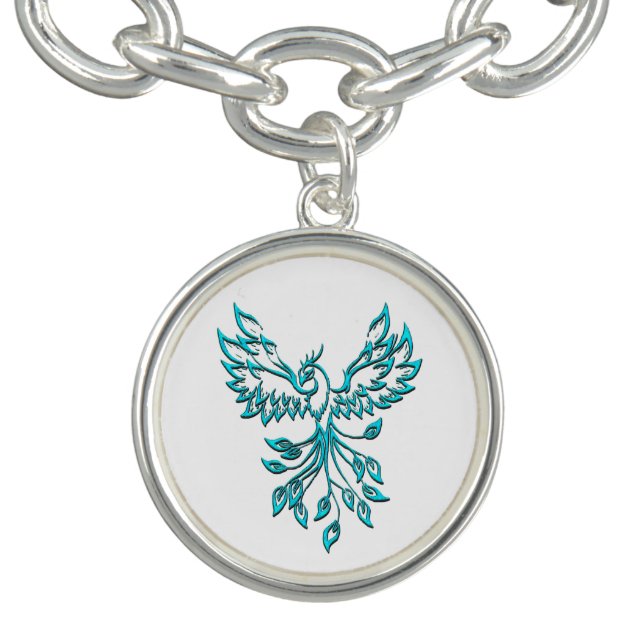 Blue Phoenix Rises on White Bracelet (Design)