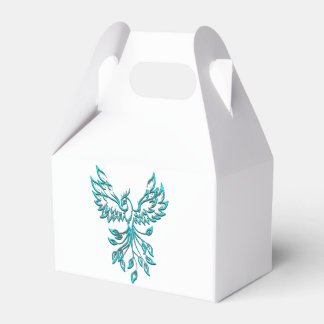 Blue Phoenix Rises on White Favor Boxes