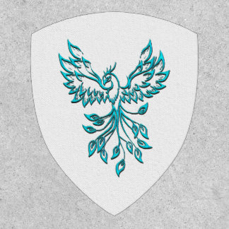 Blue Phoenix Rises on White Patch
