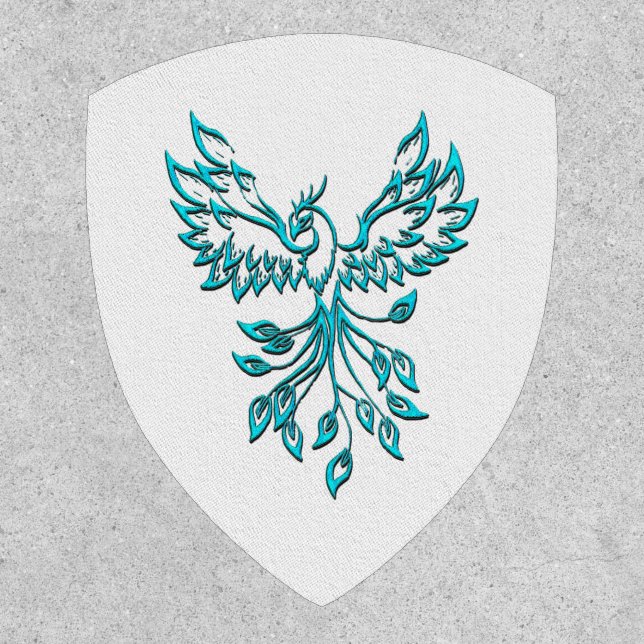 Blue Phoenix Rises on White Patch (Front)