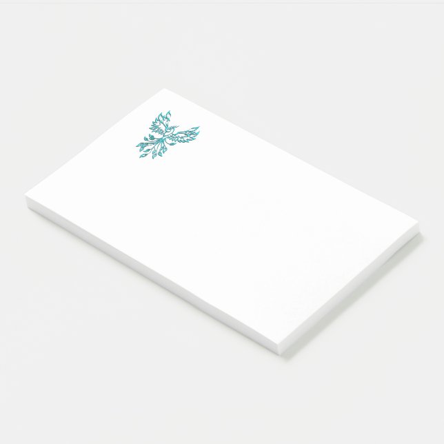 Blue Phoenix Rises on White Post-it Notes (Angled)