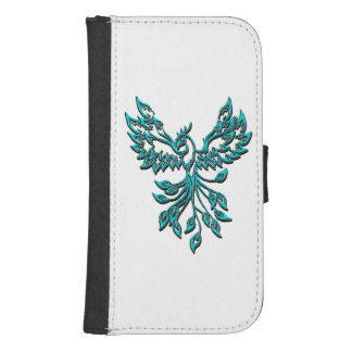 Blue Phoenix Rises on White Galaxy S4 Wallet Case