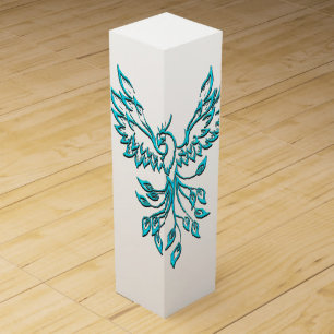 Blue Phoenix Rises on White Wine Box