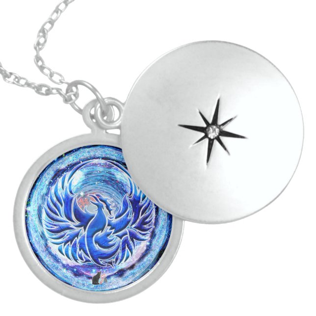 Blue Phoenix  Sterling Silver Necklace (Front)
