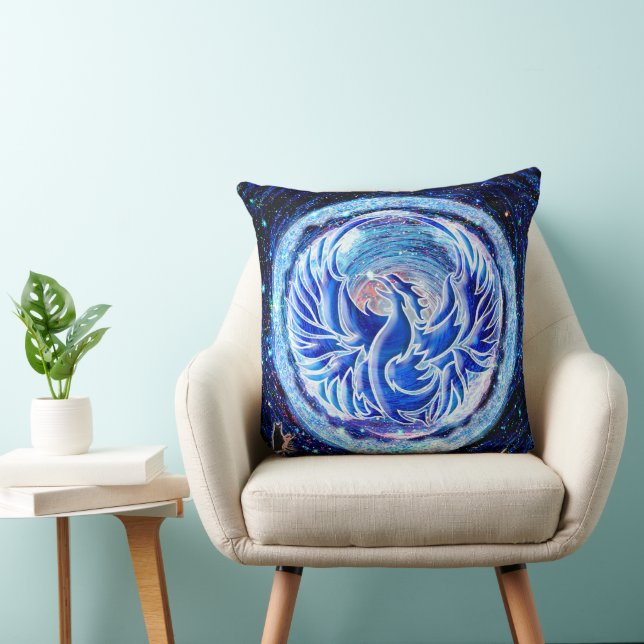 Blue Phoenix Throw Pillow (Chair)