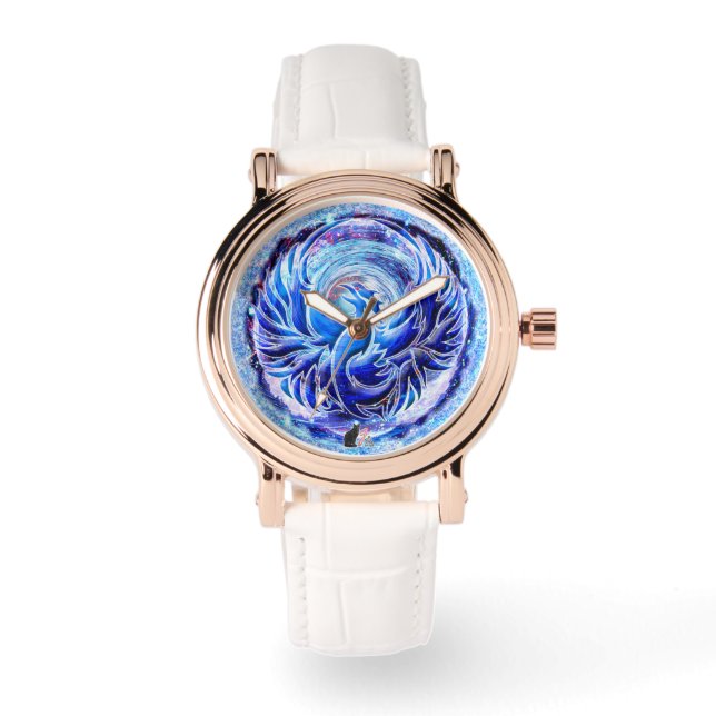 Blue Phoenix Women's Wrist Watch (Front)