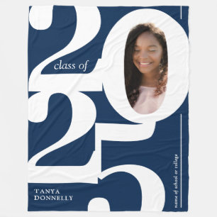 Blue Photo 2025 Graduation Fleece Blanket