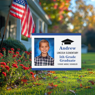 Blue Photo 5th Grade Graduate Future Middle Sign