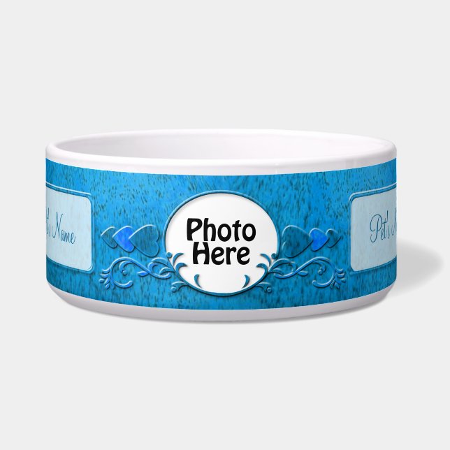 Blue Photo and Name Earthen Fancy Pottery Bowl (Front)