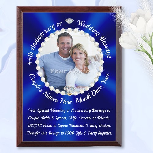 Blue Photo and Personalized Anniversary Plaques Award Plaque