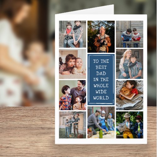 Blue Photo Collage Best Dad Fathers Day Big Card