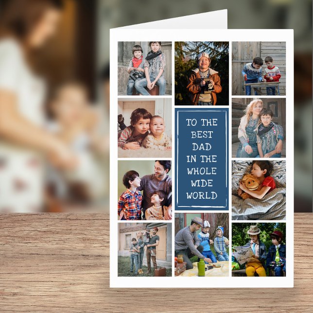Blue Photo Collage Best Dad Father's Day Big Card (Creator Uploaded)