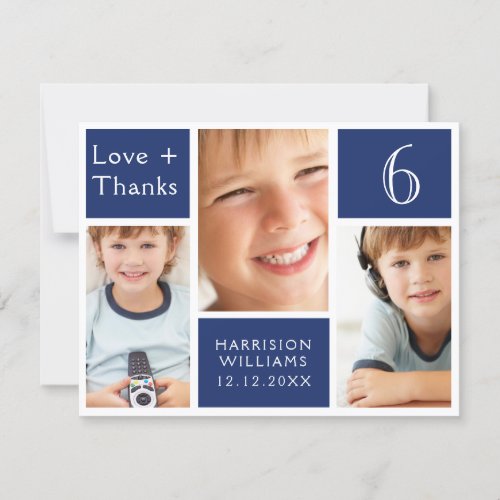 Blue Photo Collage Birthday Any Age Love Thanks Thank You Card