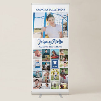 Blue Photo Collage Congrats Graduation Retractable Banner