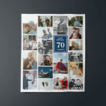 Blue Photo Collage Happy Birthday Name & Age Tapestry<br><div class="desc">Tapestry for a birthday celebration featuring a photo collage of 19 photos, name, and age. Perfect for big celebrations where you can add lots of photos from the long life of the birthday celebrator. Birthday party decor in the form of a tapestry personalized with photos, name, and age in white...</div>
