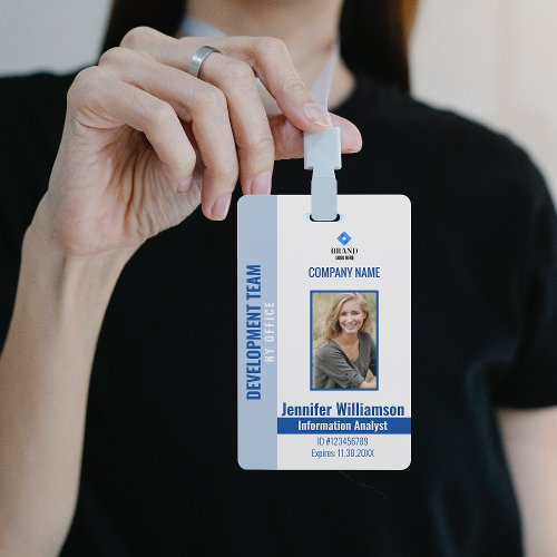 Blue Photo Company Security QR Code Employee ID Badge