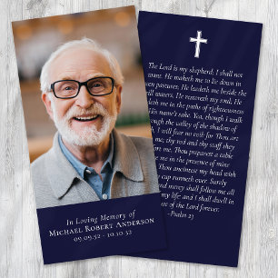 Blue Photo Cross Prayer Memorial Bookmark