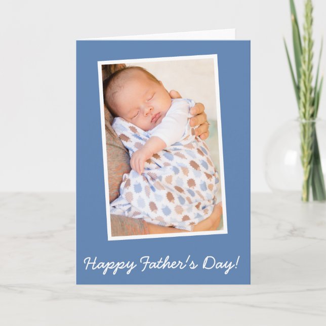 Blue PHOTO Custom Happy Fathers Day Cards (Front)