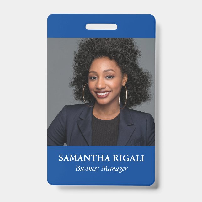 Blue Photo Customizable Badge (Front)