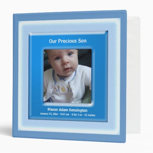 Blue Photo Frame Baby Boy Photo Album 3 Ring Binder Zazzle