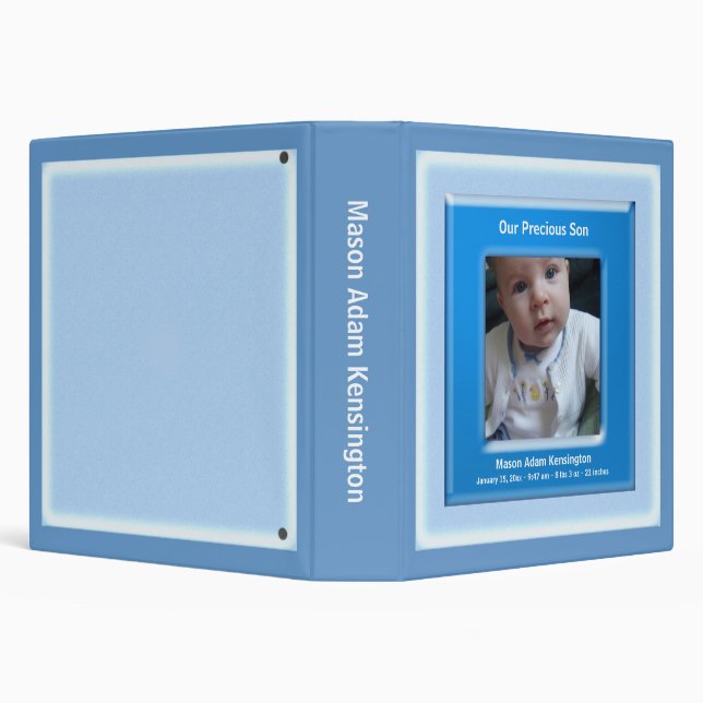 Blue Photo Frame Baby Boy Photo Album 3 Ring Binder (Background)